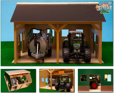 Obrázok produktu pre Kids Globe Bauernhof-Schuppen für Traktoren und Anhänger, Spielzeug für Kinder