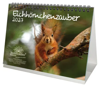 Produktbild von Eichhörnchenzauber DIN A5 Tischkalender für 2027 Eichhörnchen - Seelenzauber