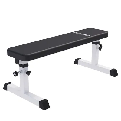 Produktbild von GORILLA SPORTS® Hantelbank - Verstellbar, bis 200 kg Belastbar, aus Stahl, Weiss - Flachbank, Trainingsbank, Fitnessbank, Bankdrücken, Bauchtrainer, Drückerbank, Gym Bench, Fitnessgeräte für Zuhause