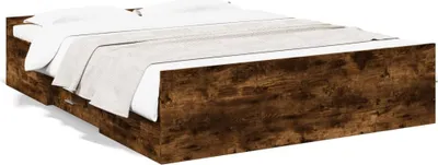 Zdjęcie produktu dla vidaXL Rama łóżka z szufladami dąb wędzony 140x200cm materiał drewnopochodny