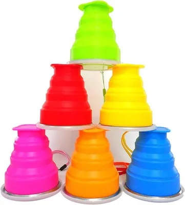 Immagine prodotto di Set di bicchieri in silicone - Pieghevoli - 6 pezzi - Riutilizzabili - Adatti al viaggio