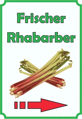 Produktbild von Frischer Rhabarber Schild Hochkant mit Pfeil rechts A6 (105x148mm)
