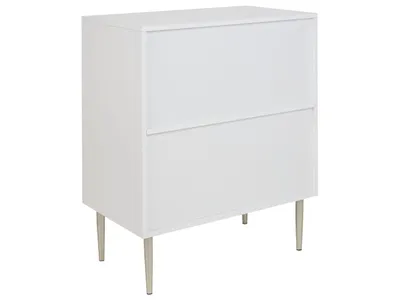 Produktbild von BELIANI Sideboard Weiß u. Gold aus MDF Metall mit 2 Türen Geriffelte Optik Modern Elegant Kommode für Schlafzimmer Wohnzimmer Flur
