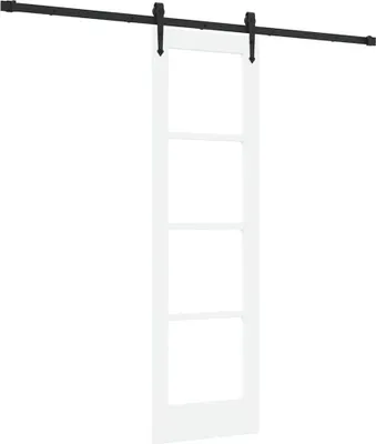 Image de vidaXL Porte coulissante ORKDAL, 61 x 198,5 cm, en bois massif de pin et en verre, de couleur blanche