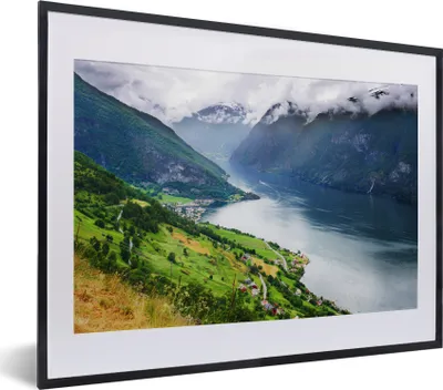 Produktbild von MuchoWow® MuchoWow® Gerahmtes Poster Aurlands Fjord Norwegen Foto 40x30 cm - Poster mit zchwarzem Bilderrahmen - Bilderrahmen - Poster im Rahmen