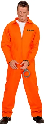 Produktbild von Orangener Häftling mit Handschellen - Gr. S - XXL für Herren XL
