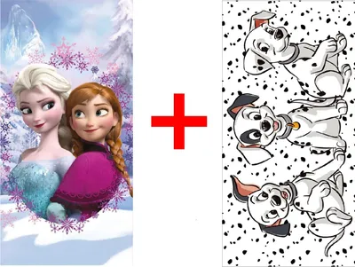 Produktbild von Disney Frozen und 101 Dalmatiner, Reh, Anna und Elsa, Handtuch, Strandtuch, 70x140 cm, 2er-Set