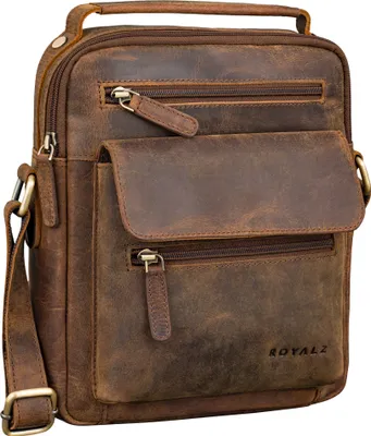 Produktbild von ROYALZ "Chandler" moderne Umhängetasche Herren klein Leder mit Henkel - Männer Handtasche zum Umhängen Echtleder Schultertasche Crossbody Messenger Bag viele Fächer