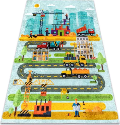 Produktbild von JUNIOR 52105.801 Baustelle, Straßen für Kinder Anti-Rutsch - blau Mehrfarben 140x190 cm