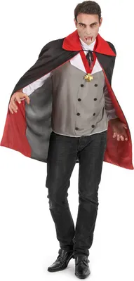 Obrázek produktu pro Pánský kostým upír Halloween černo-červeno-šedý - Jedna velikost (42)
