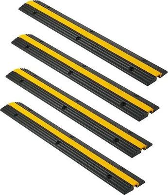 Produktbild von Kabelschutz-Set für Boden - 3T-Schutz - 100 x 15 x 3 cm - 4-teilig - mit Gummi-Boden
