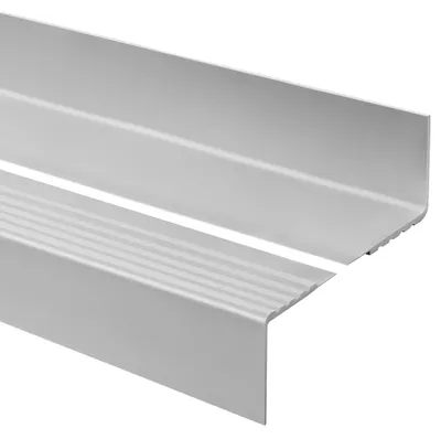 Produktbild von Treppenkantenprofil 40x60 mm, Treppenprofil PVC für Treppenstufen, Treppenkantenschutz mit Rillen, Antirutsch, RDD, grau, 150 cm  - Quest