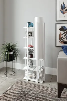 Immagine prodotto di Opviq, lampada da terra di alta qualità, bianca, altezza 135 cm | Struttura in truciolato, profilo in MDF, cappuccio in PVC | Attacco E27, max. 40 W | Design scandinavo moderno, certificata CE.