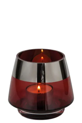 Produktbild von FINK Teelichthalter Jona - rot - H. 9cm x B. 10cm x D. 11cm
