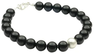 Produktbild von Armband Armkette Armschmuck aus echtem Onyx schwarz & 925 Silber Kugel Damen