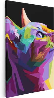 Obrázok produktu pre Plátno obraz mačka 80x120 cm, abstraktné, nástenná dekorácia obývacia izba