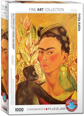 Image de Puzzle 1000 pièces Eurographics Autoportrait avec singe et perroquet Frida Kahlo