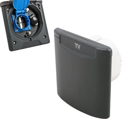 Produktbild von Vorzeltsteckdose Multi 12V und 230V, 2x Sat Grau IP54, Magnetverschluss