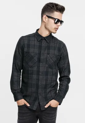 Immagine prodotto di Urban Classics Uomo - Camicia di flanella a quadri 2 cha/blk - S