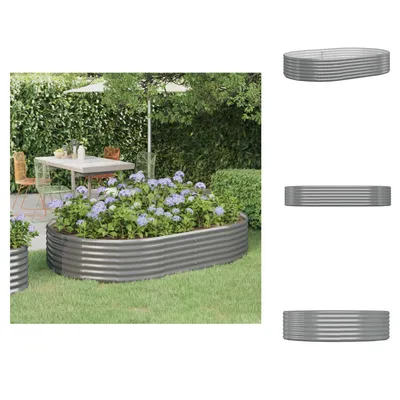 Produktbild von vidaXL Hochbeet Pulverbeschichteter Stahl 214x140x36 cm Grau -  Blumentöpfe & Pflanzgefäße