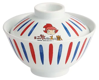 Produktbild von Keramikschale mit Deckel, Ramen, Schüssel, Geschirr, Ponyo auf der Klippe, Studio Ghibli, Mikrowellen- und spülmaschinenfest