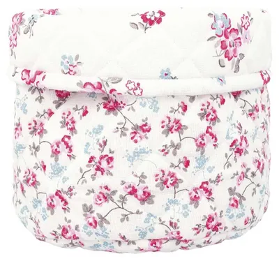 Produktbild von Greengate Brotkorb ELSY Weiß mit Blumen Runder Korb Baumwolle 17x21 cm