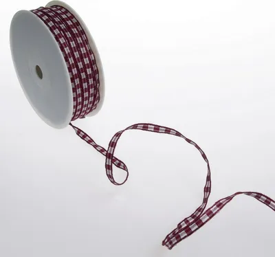 Produktbild von Karoband mit Drahtkante - bordeaux - 5 mm auf 100 m Rolle - 64098 5 38