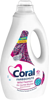 Produktbild von 1x Coral Farbschutz Wild Fashion für bunte Muster Waschmittel Flüssigwaschmittel für saubere Farben und Muster 23 WL