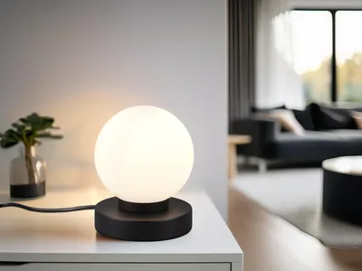 Produktbild von LED Tischlampe Schwarz Kugel mit GLAS Lampenschirm Touchfunktion Wohnraumleuchte