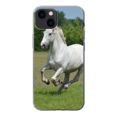Produktbild von MuchoWow® Handyhülle Schutzhülle Hülle für iPhone 13 Pferde - Natur - Weiß Silikon Softcase Handy Hülle - Karteninhaber