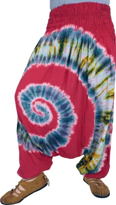 Produktbild von Batik Afghani Hose, Haremshose, Pluderhose, Aladinhose - Rot, Damen, Viskose, Hosen