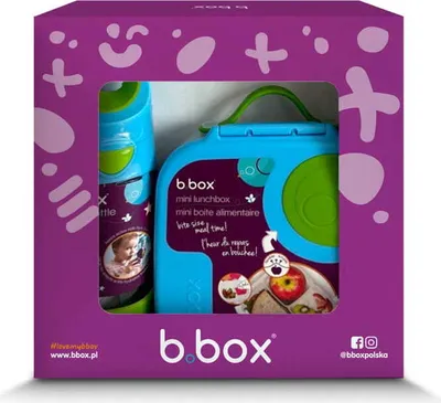 Zdjęcie produktu dla Zestaw Mini Lunchbox + Butelka tritanowa ze słomką 450 ml, Ocean Breeze, b.box