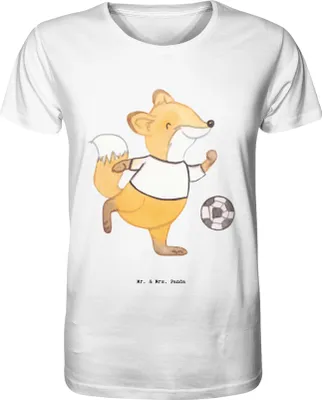 Produktbild von Mr. & Mrs. Panda Tshirt Fuchs Fußball spielen Größe XL - Weiß - Geschenk, Fußballerin, Shirt, Herren-T-Shirt, T-Shirt, Fun, Bolzen, Fußballer, Bolzplatz, Soccer