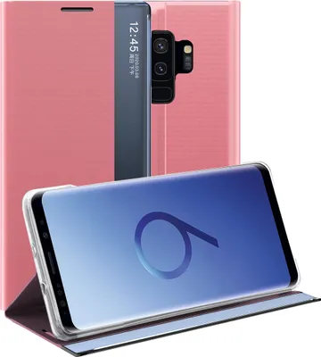 Produktbild von Galaxy S9 Plus Hülle, LaimTop Slim Flip Leder Smart View Window Klappetui Schutzhülle mit Standfunktion für Samsung Galaxy S9 Plus Rosa