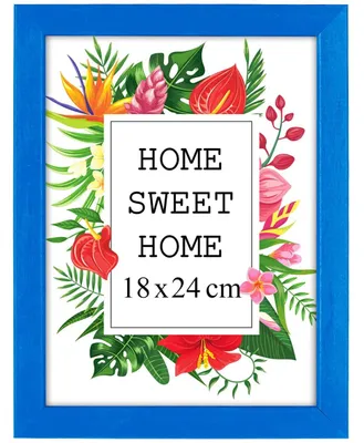 Produktbild von MG Design Blau Bilderrahmen 18 x 24 cm - Aus echtem Holz mit Acrylglas, zum Aufhängen & Aufstellen, für Fotos, Poster & Puzzle