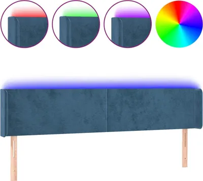 Produktbild von vidaXL LED Kopfteil Dunkelblau 163x16x78/88 cm Samt