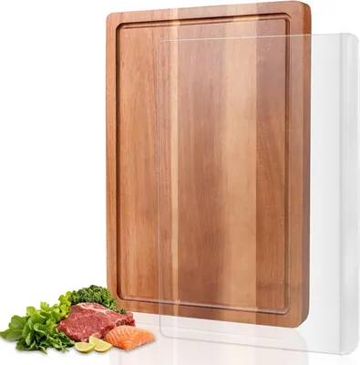 Image de Planche à découper en bois d'acacia, dimensions 40x30 cm, pour la cuisine
