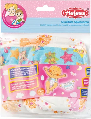 Imagen del producto de Paquete de 3 pañales para muñecas, talla 28-35 cm, 1 juego