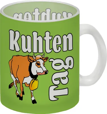 Produktbild von Kuhten Tag Glas Tasse in grün mit Kuh zum Thema Bauernhof