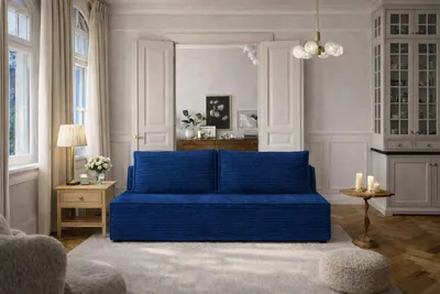 Produktbild von Kaiser Möbel Schlafsofa, Sofa mit Schlaffunktion und Bettkasten, DUO, Stoff Velo, Blau