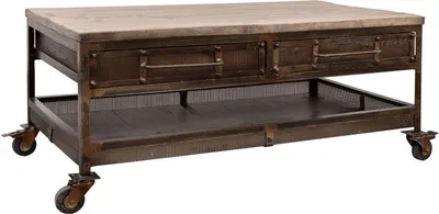 Image de MASSIVMOEBEL24 | Table basse 110x60 Manguier laqué Brun HEAVY INDUSTRY #222