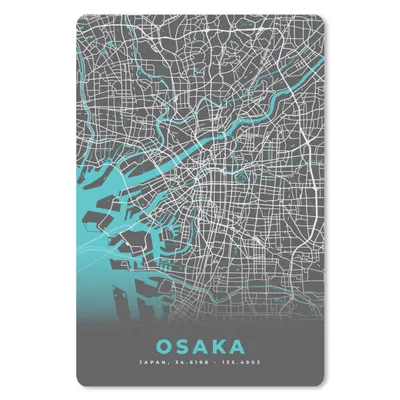 Produktbild von MuchoWow® Mauspad Mousepad Osaka - Karte - Stadtplan - Blau 18x27 cm - Mousepads - Maus Mat - Pad - Mausunterlage