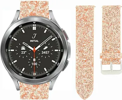 Produktbild von Strap-it Samsung Galaxy Watch 4 Classic 46mm Glitzerlederarmband (Roségold)