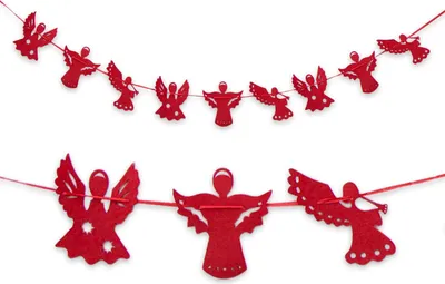 Produktbild von Oblique Unique Engel Girlande Filz Engelchen Weihnachtsdeko Deko Weihnachten - rot