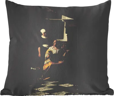Produktbild von MuchoWow® Zierkissen Sofakissen Wohnzimmer Dekokissen 45x45 cm Der Liebesbrief - Johannes Vermeer - Schlafpolster - Polster für das Sofa