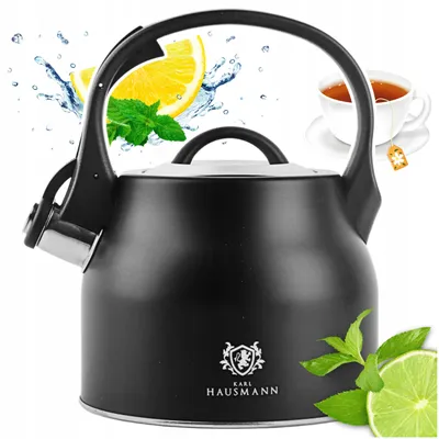 Produktbild von Karl Hausmann Edelstahl Teekessel mit Pfeife 2,3L Induktion Schwarz