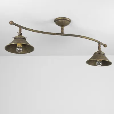 Produktbild von Deckenleuchte Antik Echt-Messing 2-flmg Verstellbar E14 Handarbeit Premium Vintage Deckenlampe Wohnzimmer Esszimmer