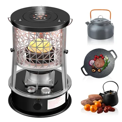 Produktbild von Mobiler Ölheizstrahler 2600 W, tragbarer Kerosinofen für Außenbereich und Camping, energiesparender Außenheizstrahler, für Garten, Garage, Zuhause