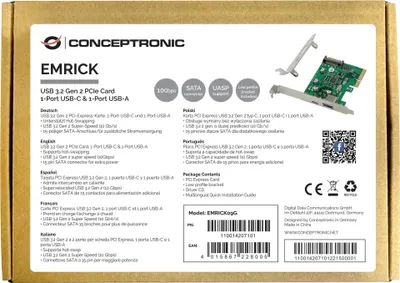 Image de CONCEPTRONIC PCI Express Card x4 2-Port 1xUSB-C,1xUSB-A 3.0