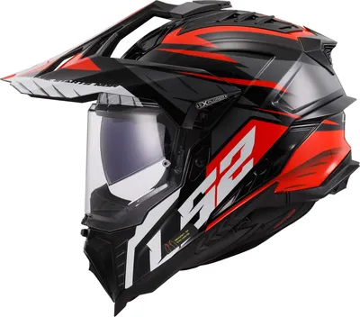 Image de Enduro casque LS2 MX701 EXPLORER Spire noir brillant titane rouge taille L